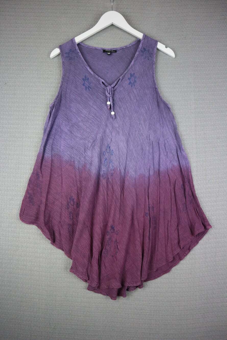 Papa Vancouver Purple Ombre Tie Dye Sleeveless Tunic Dress Free Size Boho